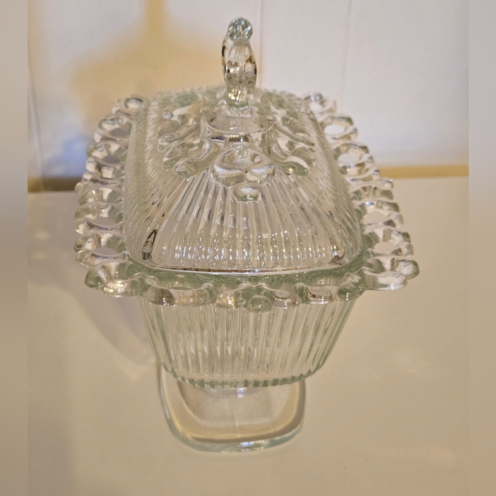 Indiana Glass Clear Lace-Edge Covered Candy Dish - Picture 5 of 16